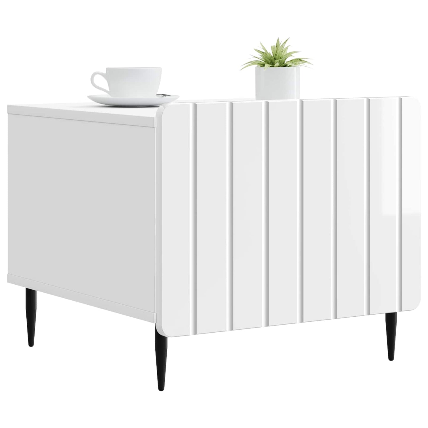 Salontafel met lade Hoogglans Wit 49 x 50 x 42 cm Bewerkt hout