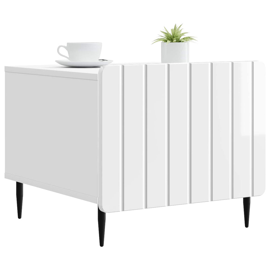 Salontafel met lade Hoogglans Wit 49 x 50 x 42 cm Bewerkt hout