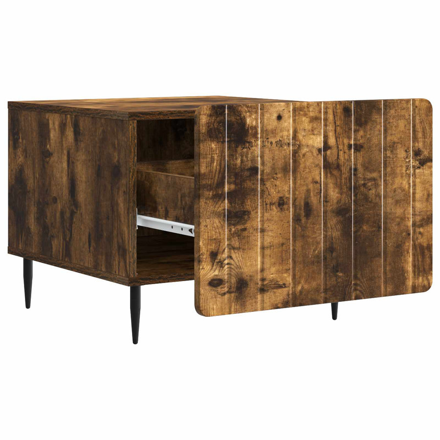 Salontafel met lade Gerookt eiken 49 x 50 x 42 cm Bewerkt hout