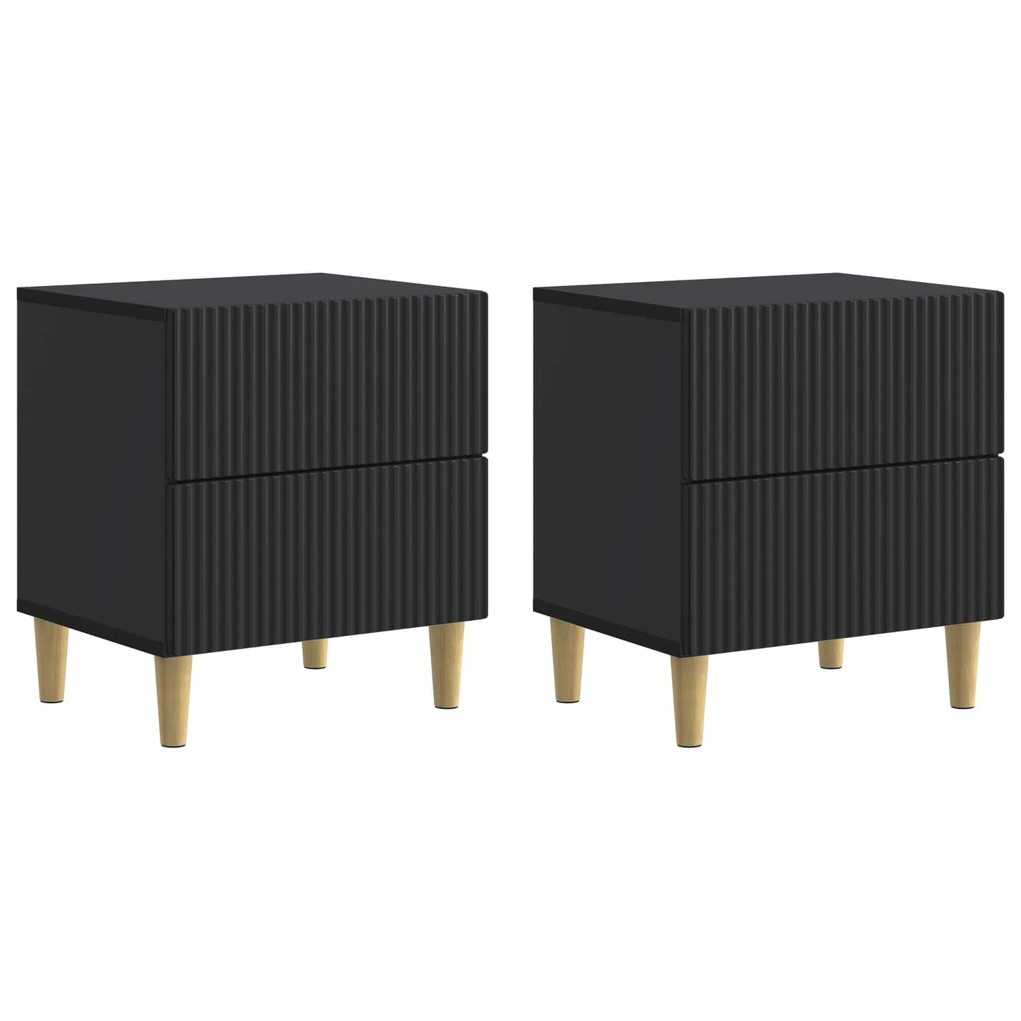 Nachtkastje met lade 2 pcs Zwart 43 x 34,5 x 48 cm Bewerkt hout