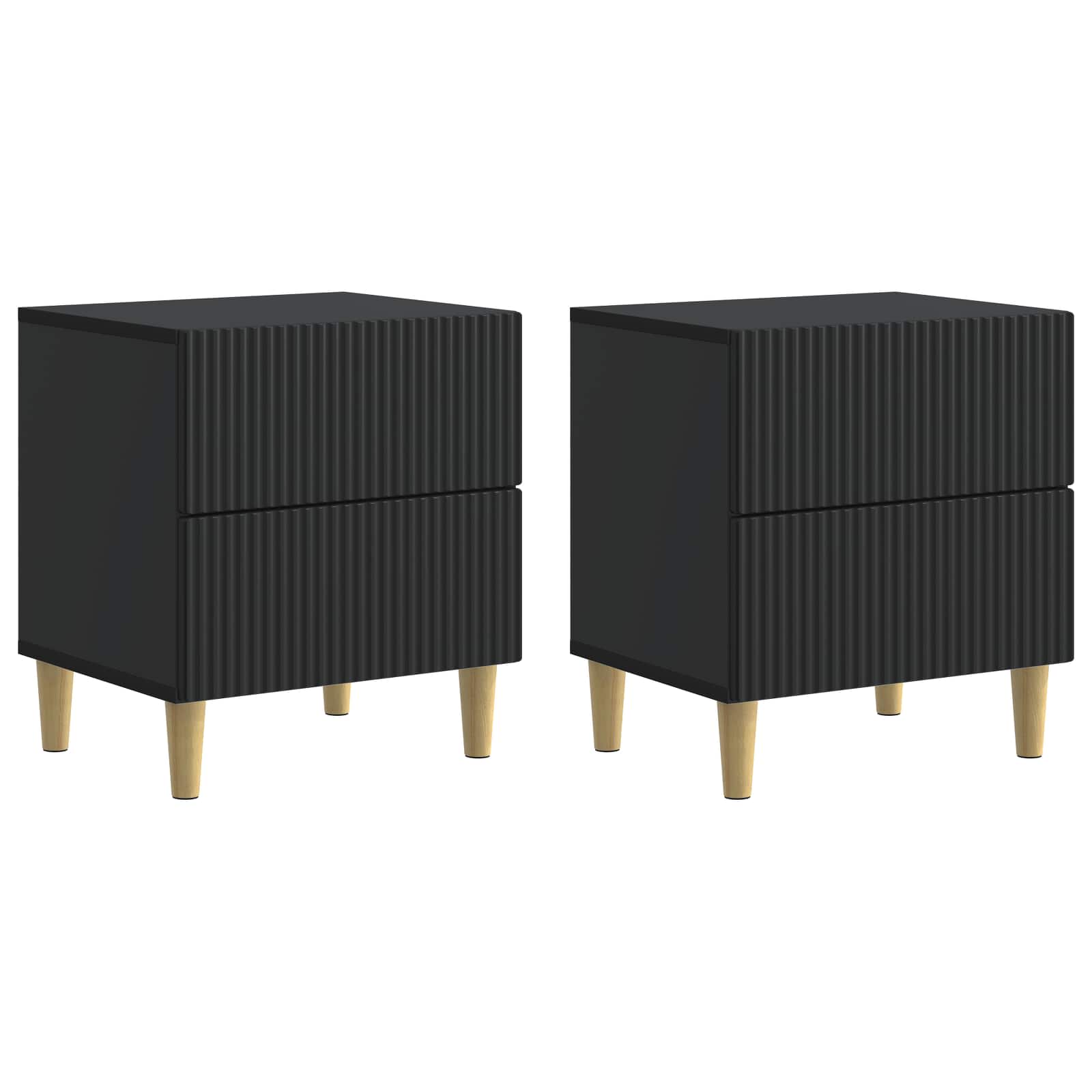 Nachtkastje met lade 2 pcs Zwart 43 x 34,5 x 48 cm Bewerkt hout