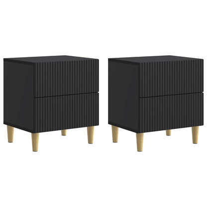 Nachtkastje met lade 2 pcs Zwart 43 x 34,5 x 48 cm Bewerkt hout