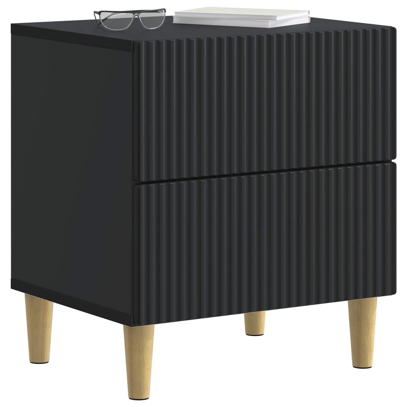Nachtkastje met lade 2 pcs Zwart 43 x 34,5 x 48 cm Bewerkt hout