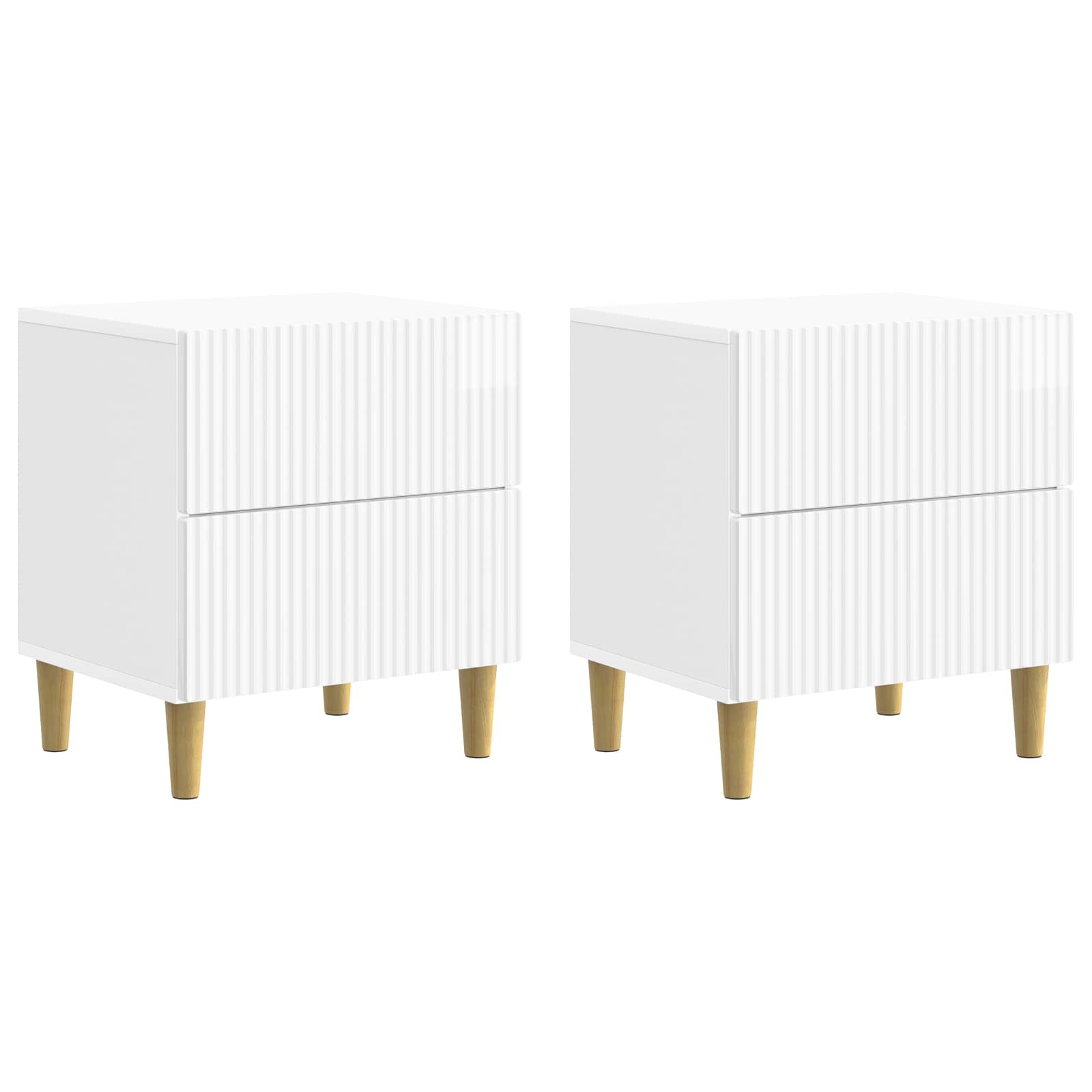 Nachtkastje 2 pcs Hoogglans Wit 43 x 34,5 x 48 cm Bewerkt hout
