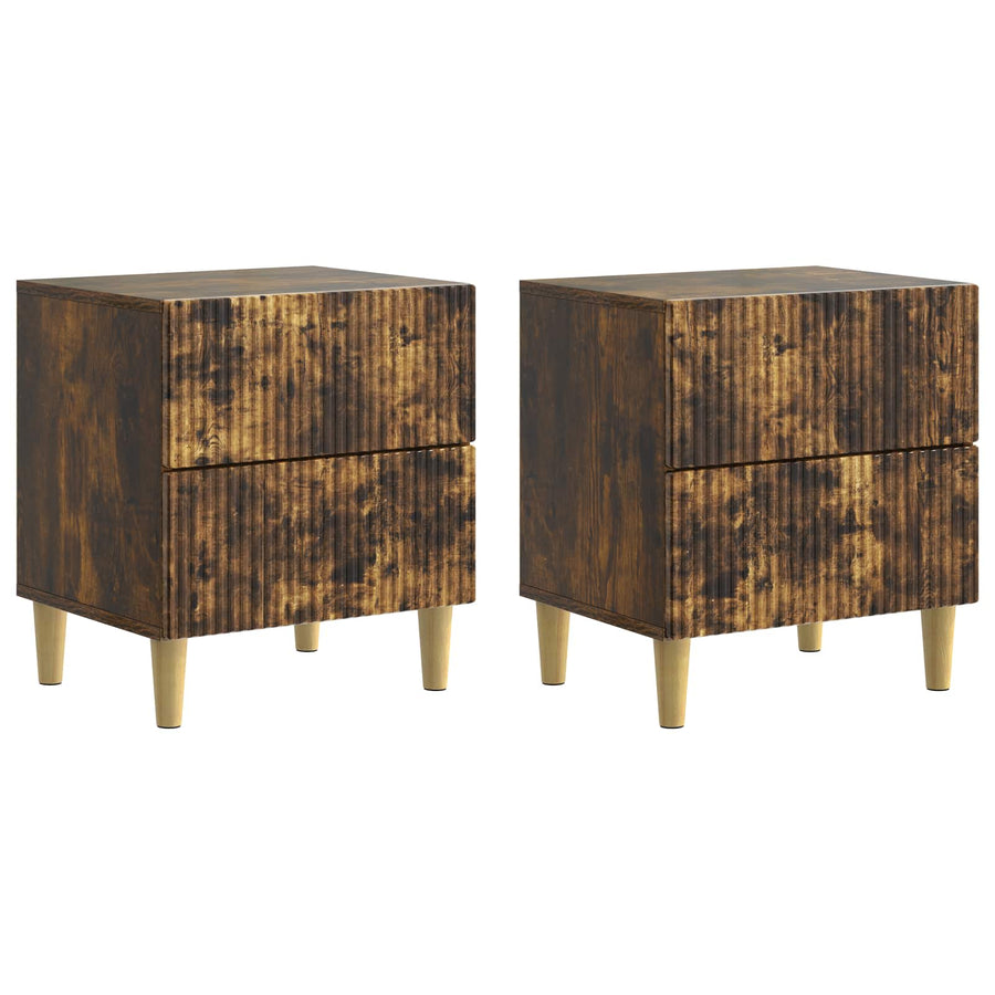 Nachtkastje 2 pcs Gerookt eiken 43 x 34,5 x 48 cm Bewerkt hout