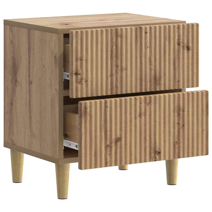 Nachtkastje Artisanaal eiken 43 x 34,5 x 48 cm Bewerkt hout