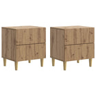 Nachtkastje 2 stuks bewerkt hout 43x34,5x48 cm