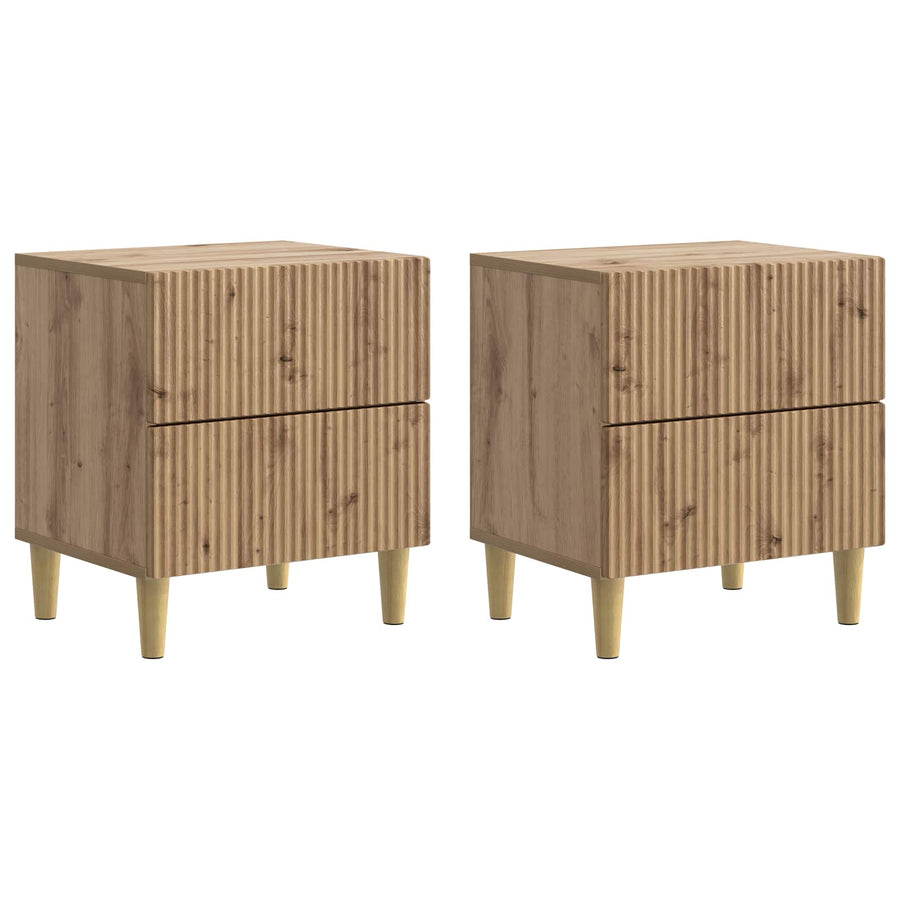 Nachtkastje met lade 2 pcs Artisanaal eiken 43 x 34,5 x 48 cm