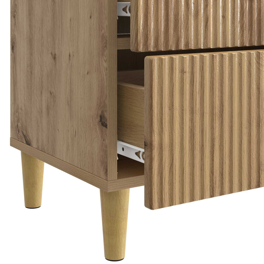 Nachtkastje Artisanaal eiken 62 x 34,5 x 48 cm Bewerkt hout