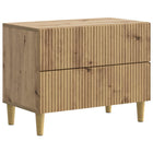 Nachtkastje bewerkt hout 62x34,5x48 cm artisanaal eiken