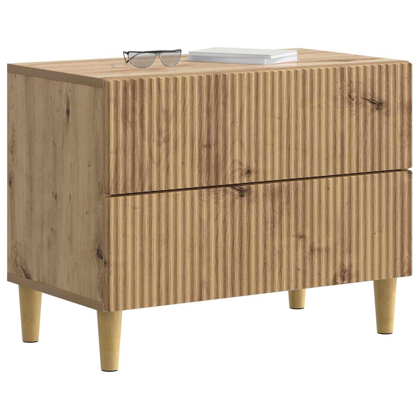 Nachtkastje Artisanaal eiken 62 x 34,5 x 48 cm Bewerkt hout