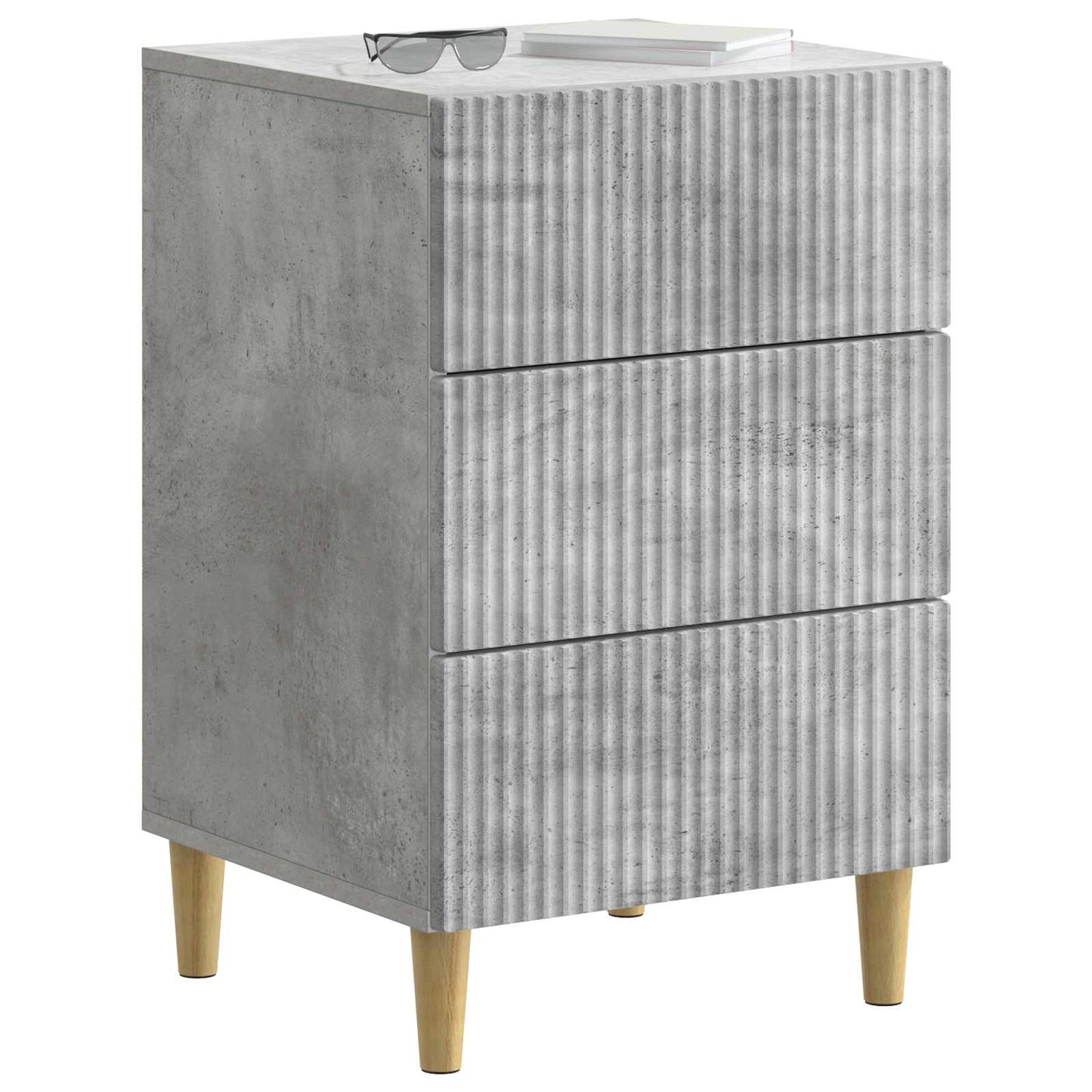 Nachtkastje met lade Betongrijs 43 x 41 x 66,5 cm Bewerkt hout