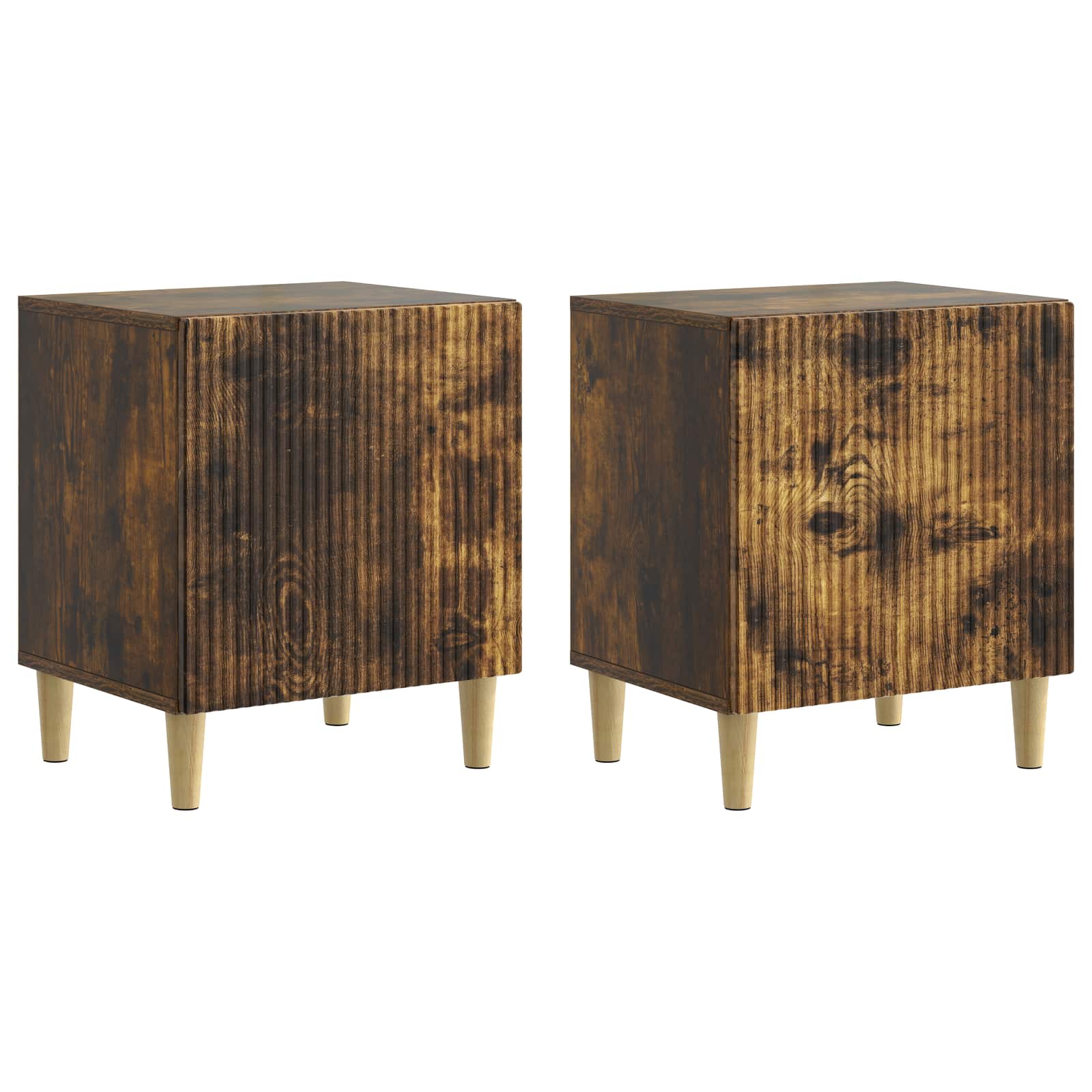 Nachtkastje 2 pcs Gerookt eiken 43 x 34,5 x 50 cm Bewerkt hout