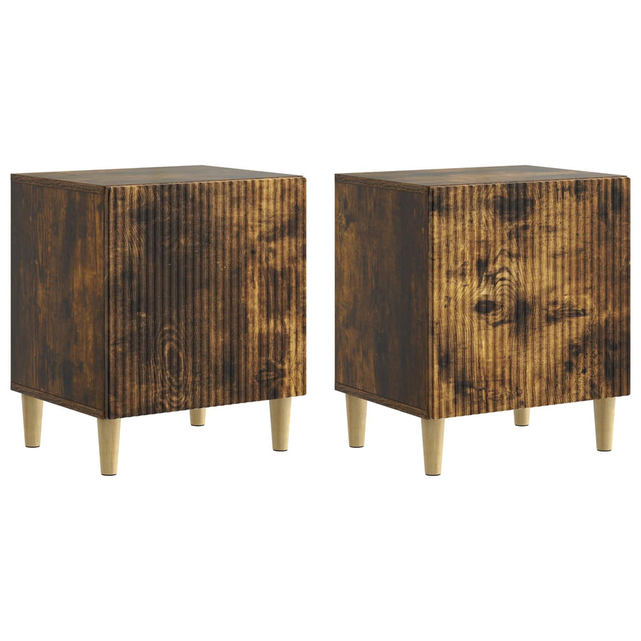 Nachtkastje 2 pcs Gerookt eiken 43 x 34,5 x 50 cm Bewerkt hout