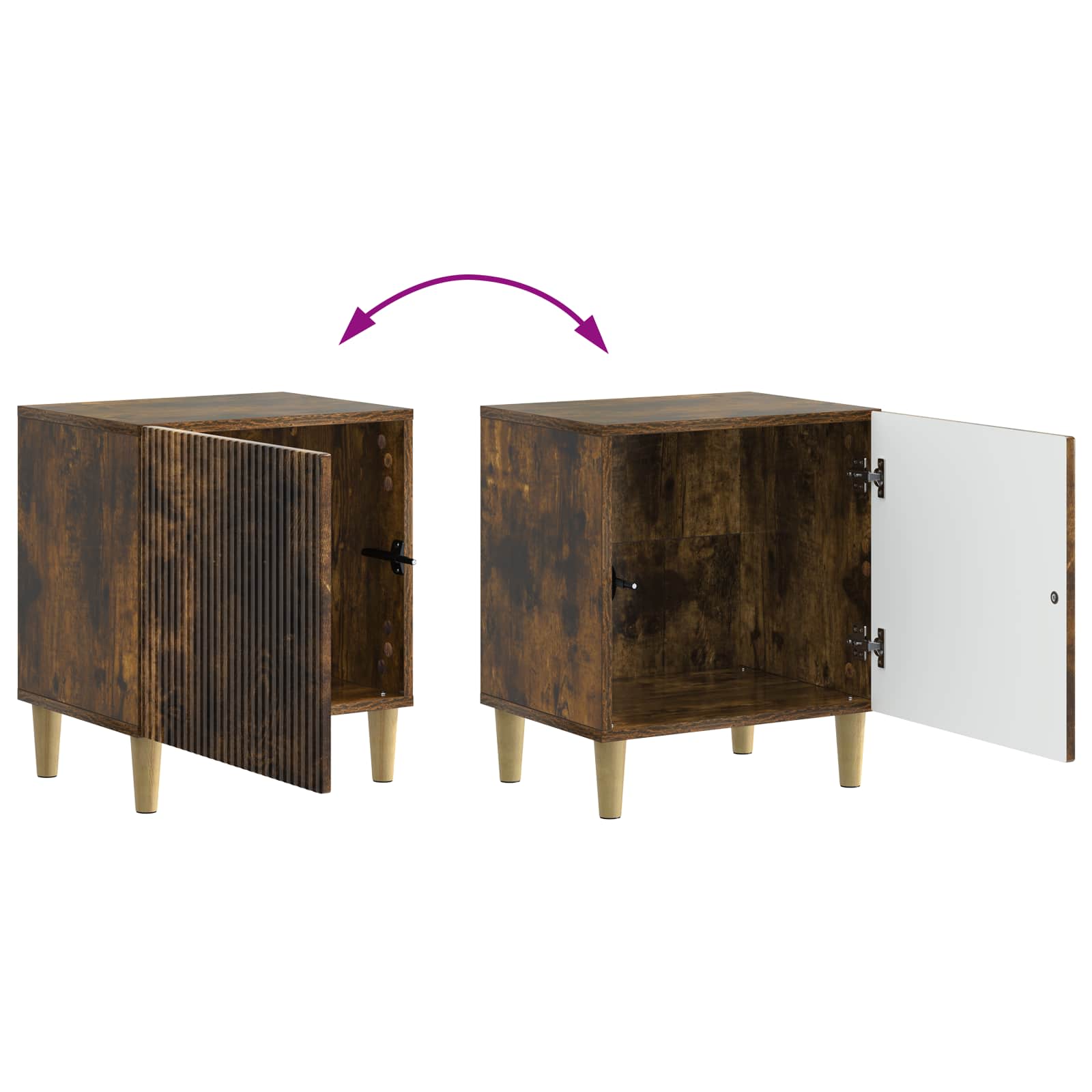 Nachtkastje 2 pcs Gerookt eiken 43 x 34,5 x 50 cm Bewerkt hout