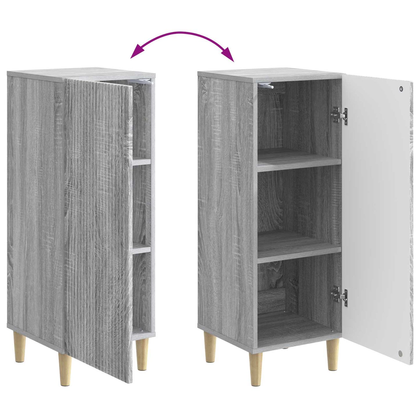 Dressoir Grijs sonoma 33 x 34,5 x 90 cm Bewerkt hout