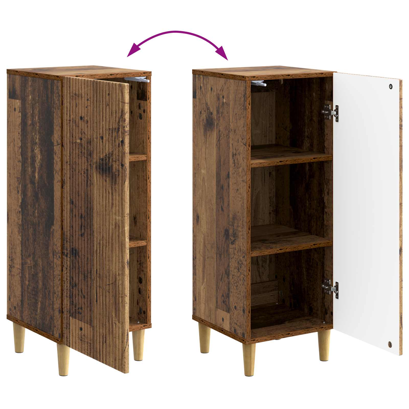 Dressoir Oud hout 33 x 34,5 x 90 cm Bewerkt hout