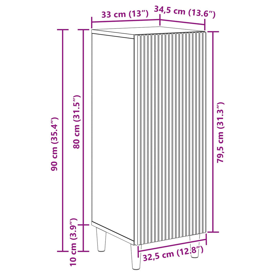 Dressoir Artisanaal eiken 33 x 34,5 x 90 cm Bewerkt hout