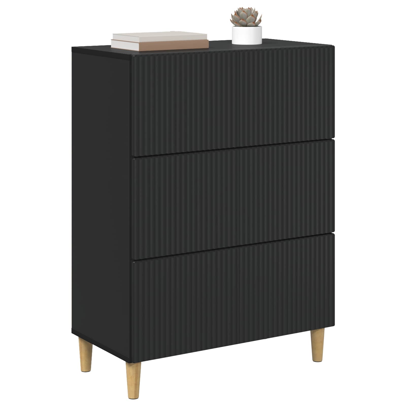 Ladenkast Zwart 66 x 34,5 x 90 cm Bewerkt hout
