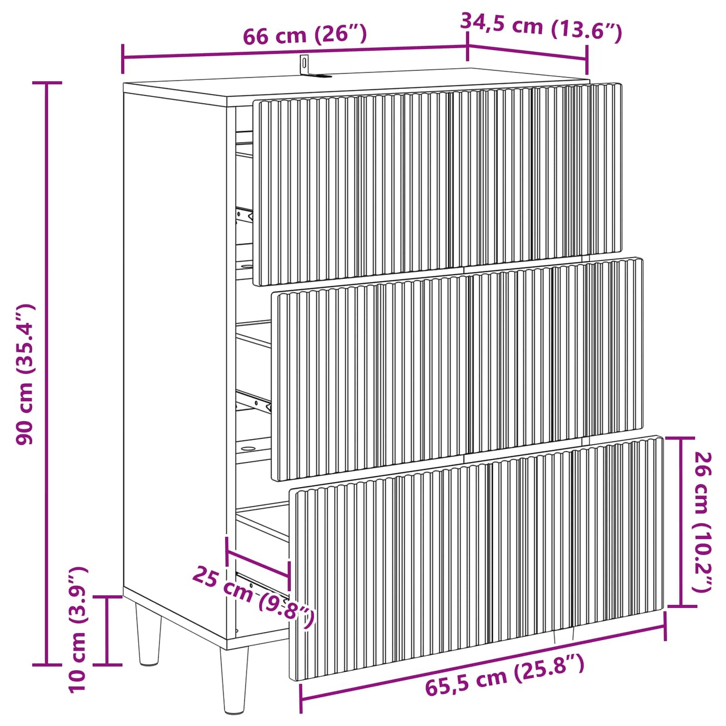 Ladenkast Zwart 66 x 34,5 x 90 cm Bewerkt hout