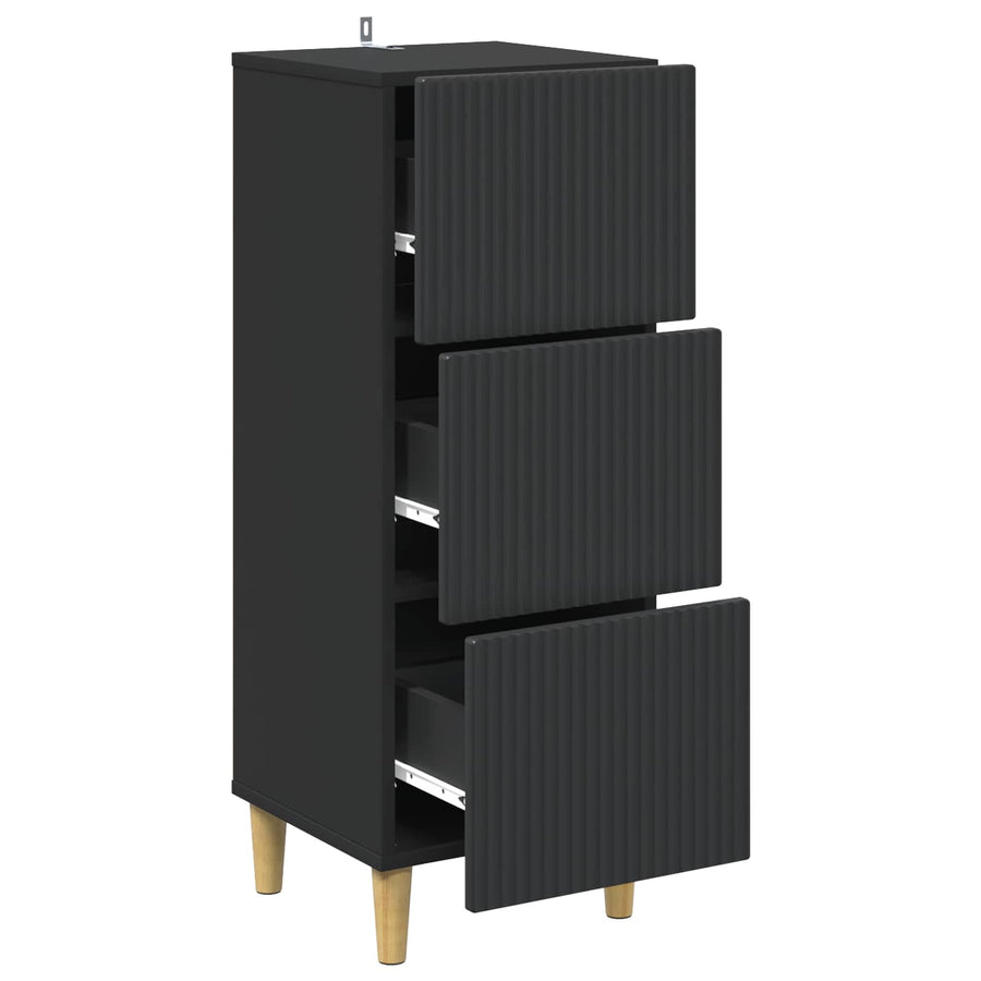 Ladenkast Zwart 33 x 34,5 x 90 cm Bewerkt hout