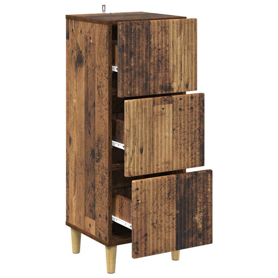 Ladenkast Oud hout 33 x 34,5 x 90 cm Bewerkt hout