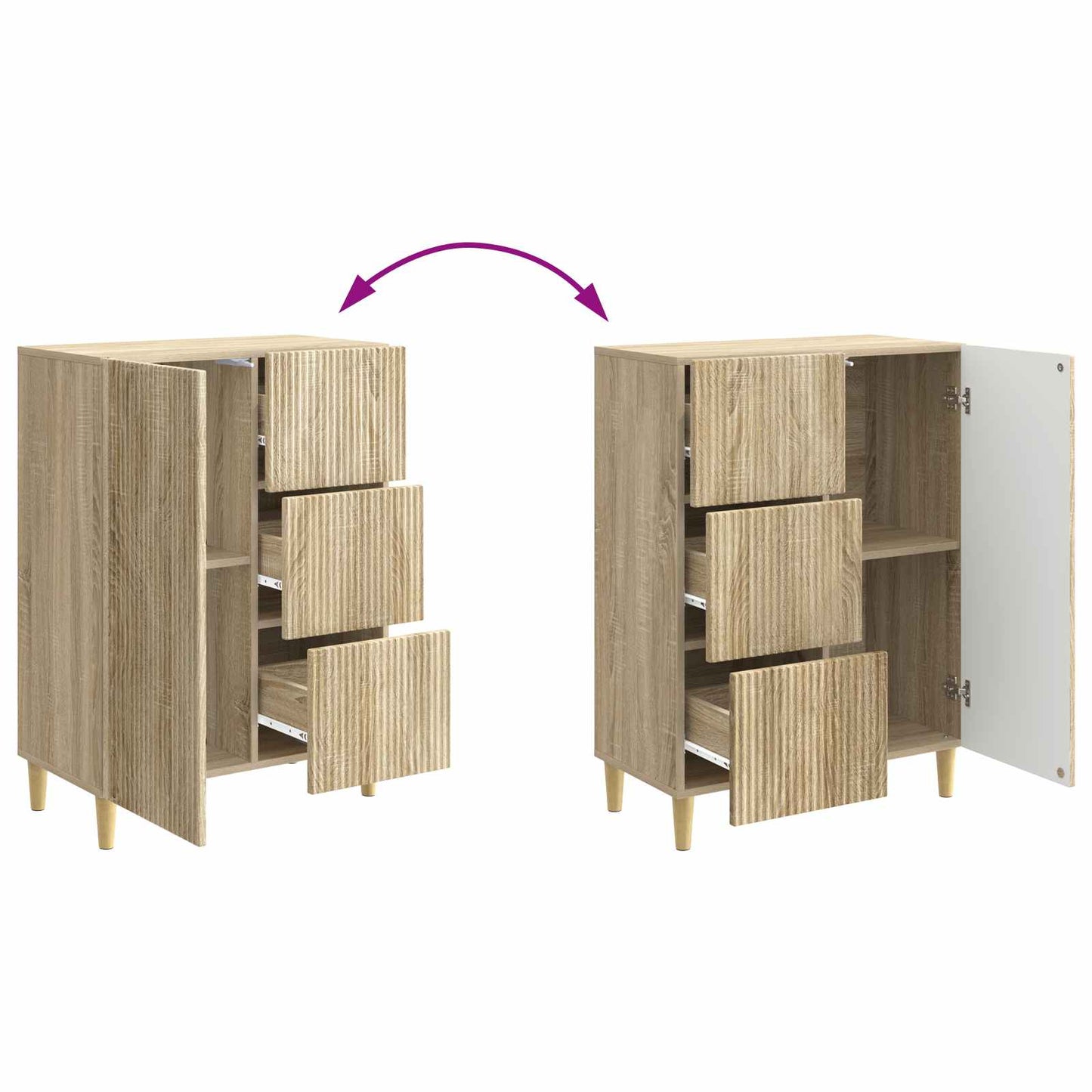 Dressoir met lade Sonoma Eiken 66 x 34,5 x 90 cm Bewerkt hout