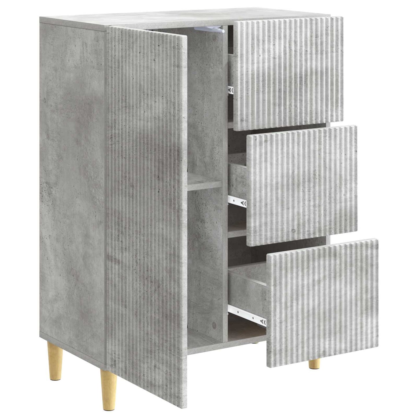 Dressoir met lade Betongrijs 66 x 34,5 x 90 cm Bewerkt hout