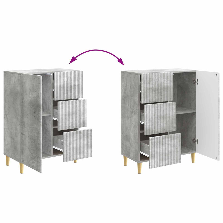 Dressoir met lade Betongrijs 66 x 34,5 x 90 cm Bewerkt hout