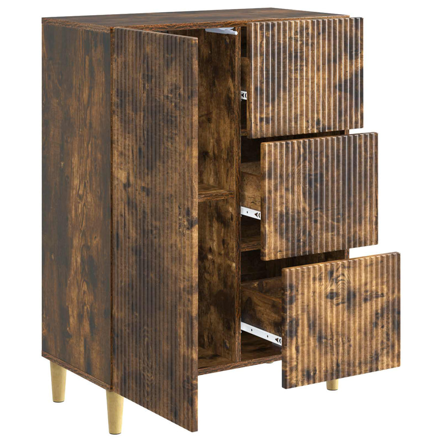 Dressoir met lade Gerookt eiken 66 x 34,5 x 90 cm Bewerkt hout