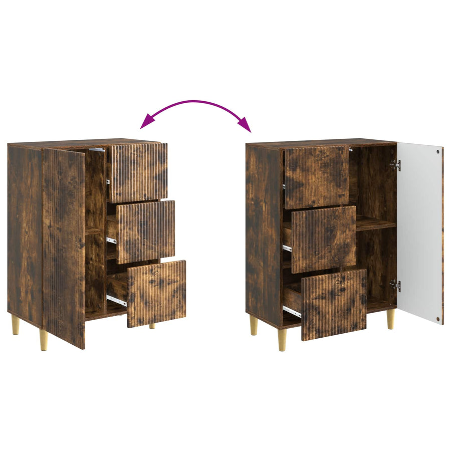 Dressoir met lade Gerookt eiken 66 x 34,5 x 90 cm Bewerkt hout