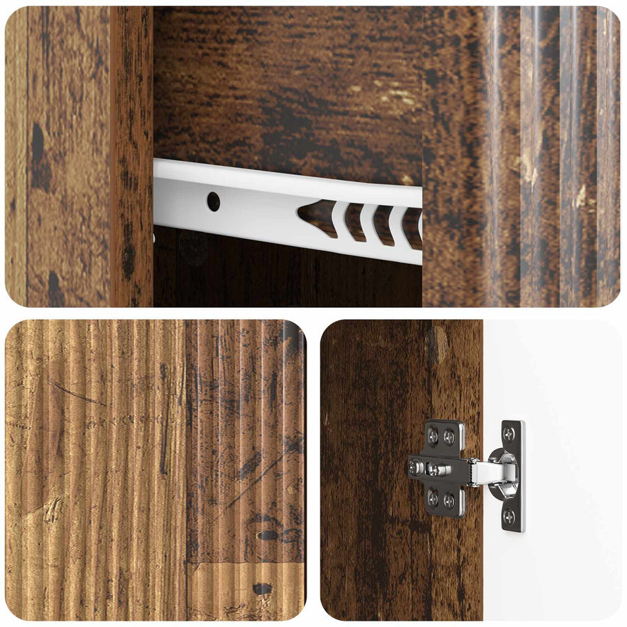 Dressoir met lade Oud hout 66 x 34,5 x 90 cm Bewerkt hout
