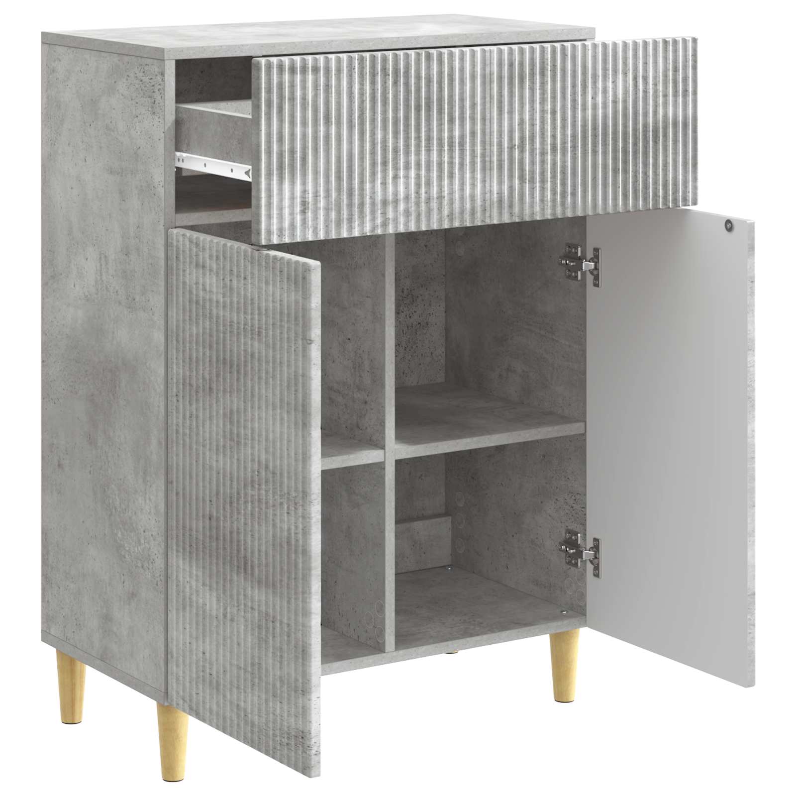 Dressoir met lade Betongrijs 66 x 34,5 x 90 cm Bewerkt hout