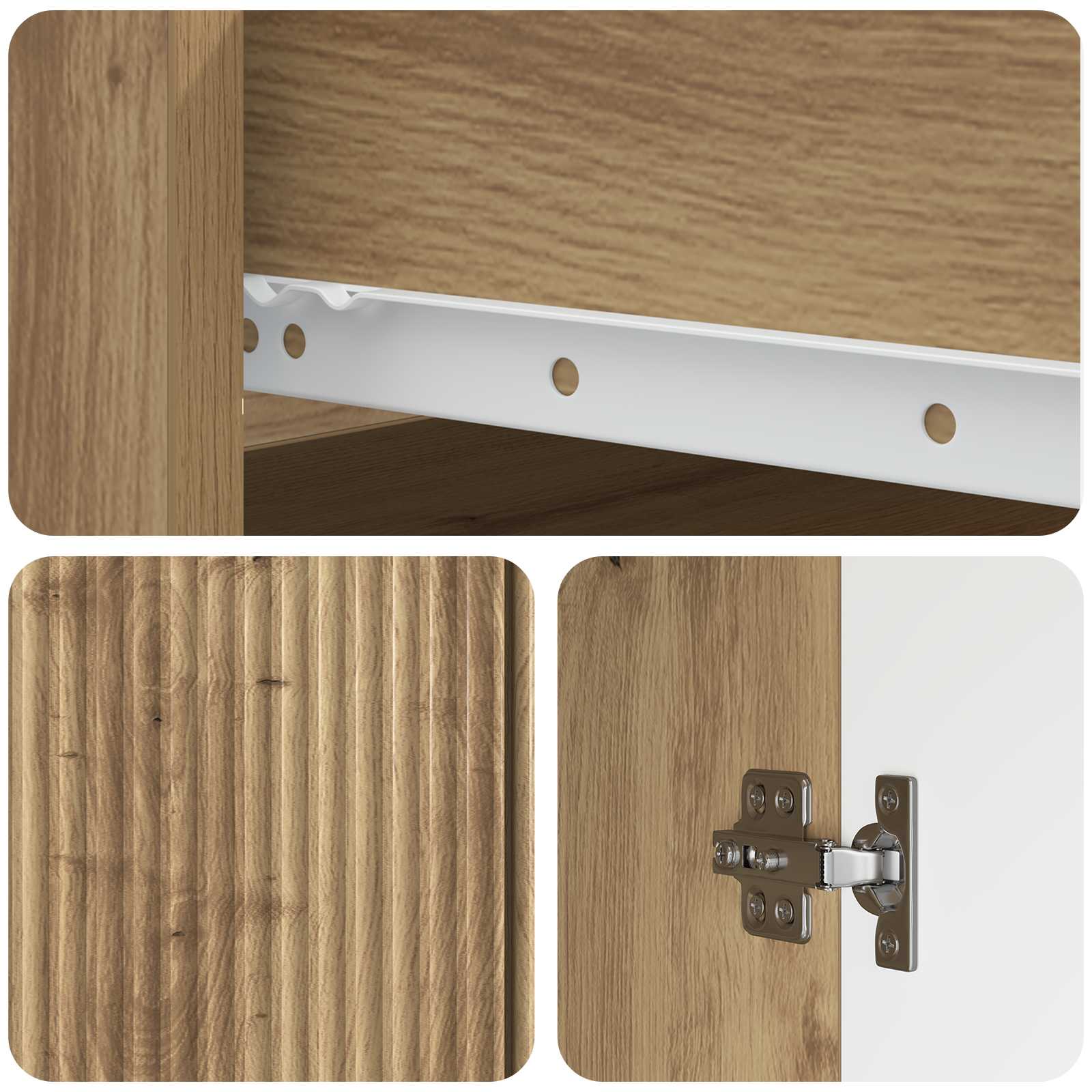 Dressoir Artisanaal eiken 66 x 34,5 x 90 cm Bewerkt hout