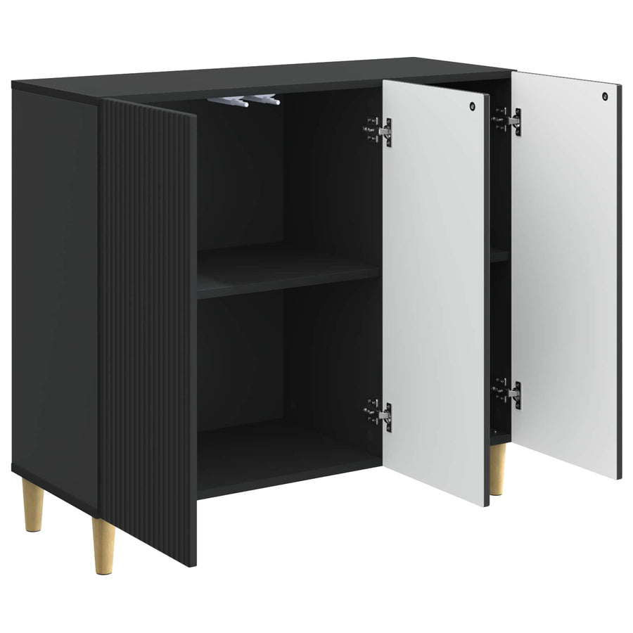 Dressoir Zwart 89 x 34,5 x 80 cm Bewerkt hout