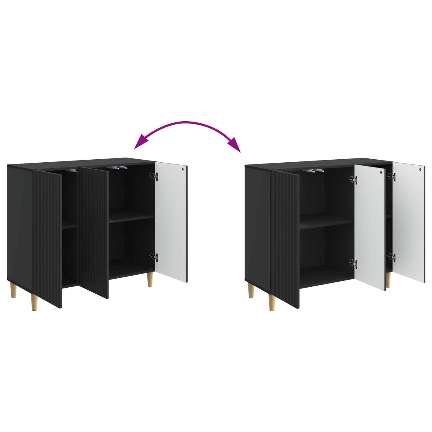 Dressoir Zwart 89 x 34,5 x 80 cm Bewerkt hout
