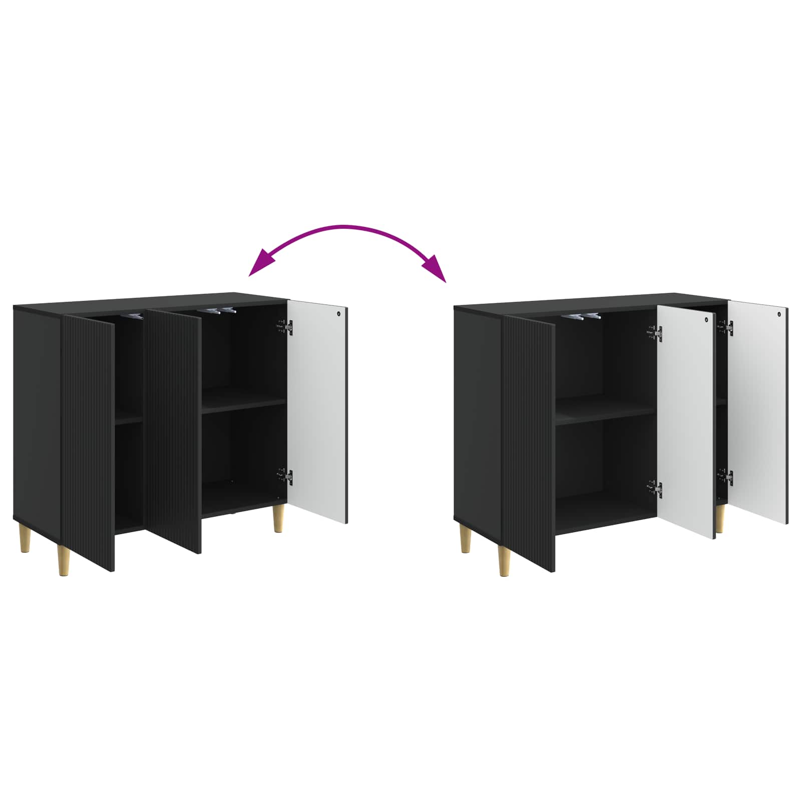 Dressoir Zwart 89 x 34,5 x 80 cm Bewerkt hout