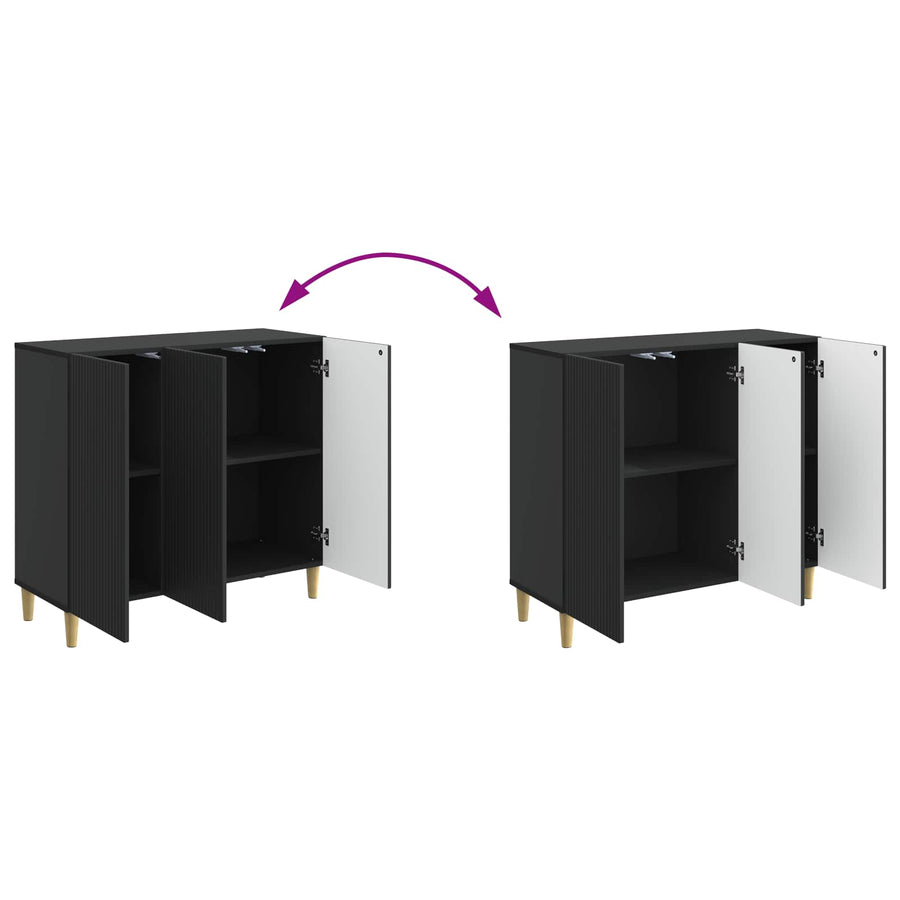 Dressoir Zwart 89 x 34,5 x 80 cm Bewerkt hout