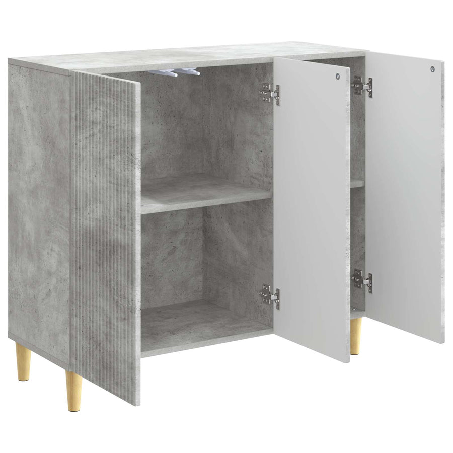 Dressoir Betongrijs 89 x 34,5 x 80 cm Bewerkt hout