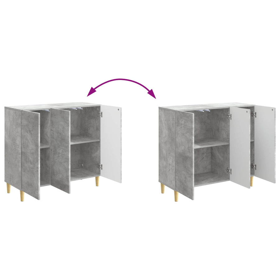 Dressoir Betongrijs 89 x 34,5 x 80 cm Bewerkt hout