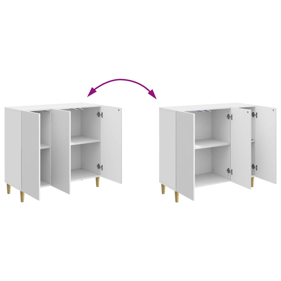Dressoir Hoogglans Wit 89 x 34,5 x 80 cm Bewerkt hout