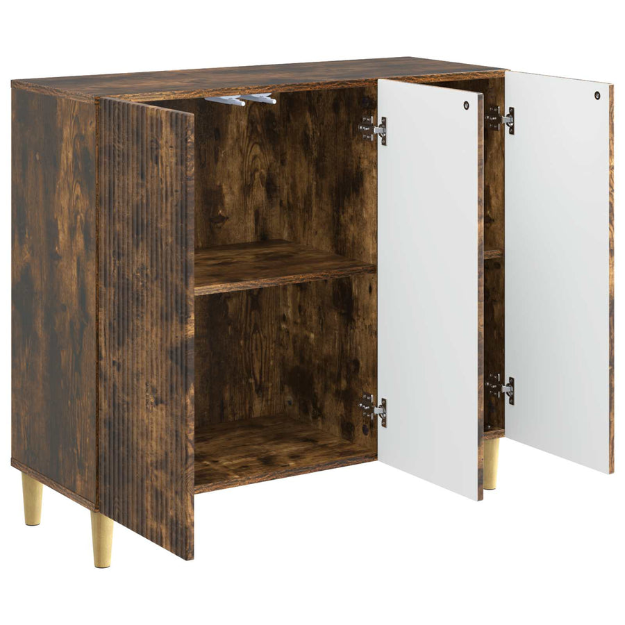 Dressoir Gerookt eiken 89 x 34,5 x 80 cm Bewerkt hout