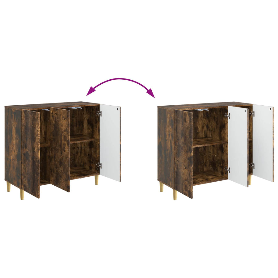 Dressoir Gerookt eiken 89 x 34,5 x 80 cm Bewerkt hout