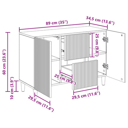 Dressoir met lade Zwart 89 x 34,5 x 60 cm Bewerkt hout