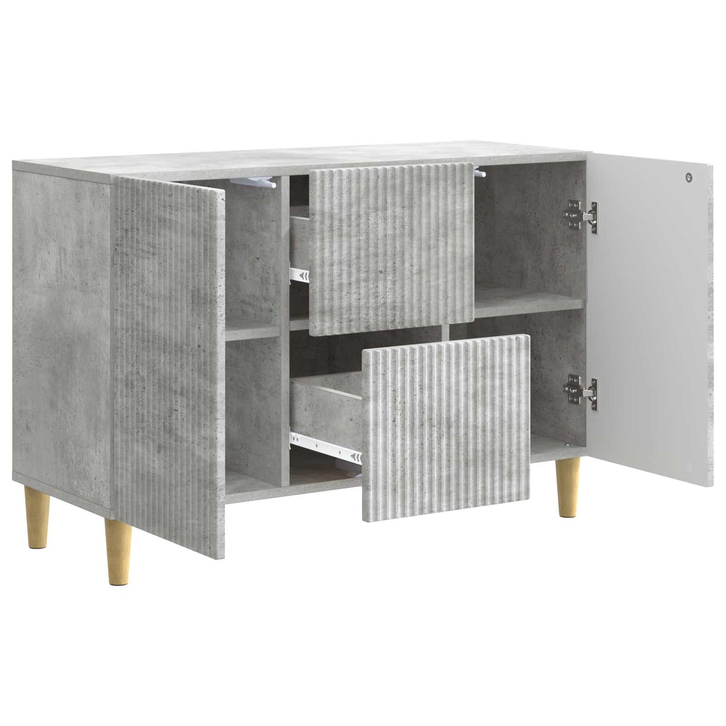 Dressoir met lade Betongrijs 89 x 34,5 x 60 cm Bewerkt hout