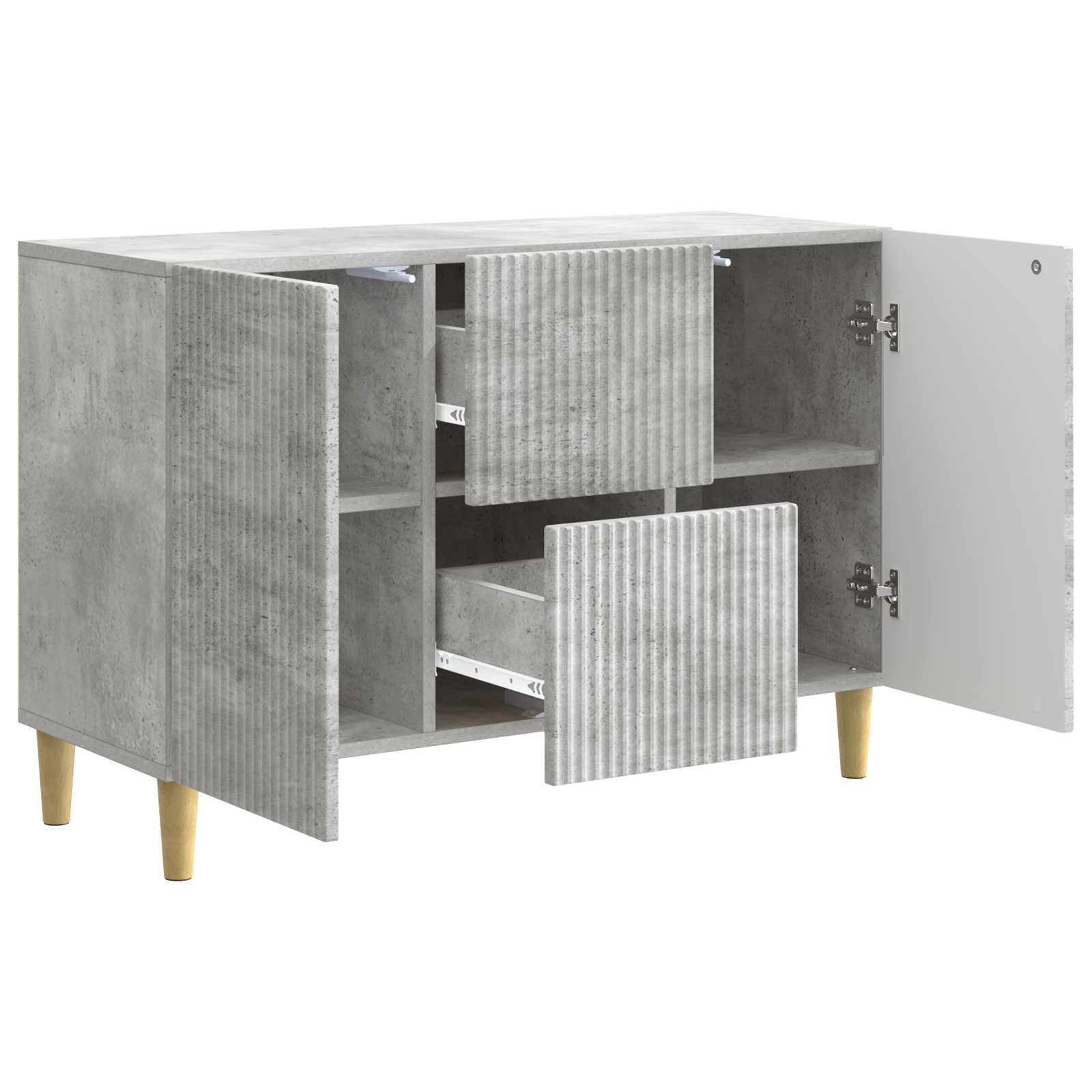 Dressoir met lade Betongrijs 89 x 34,5 x 60 cm Bewerkt hout