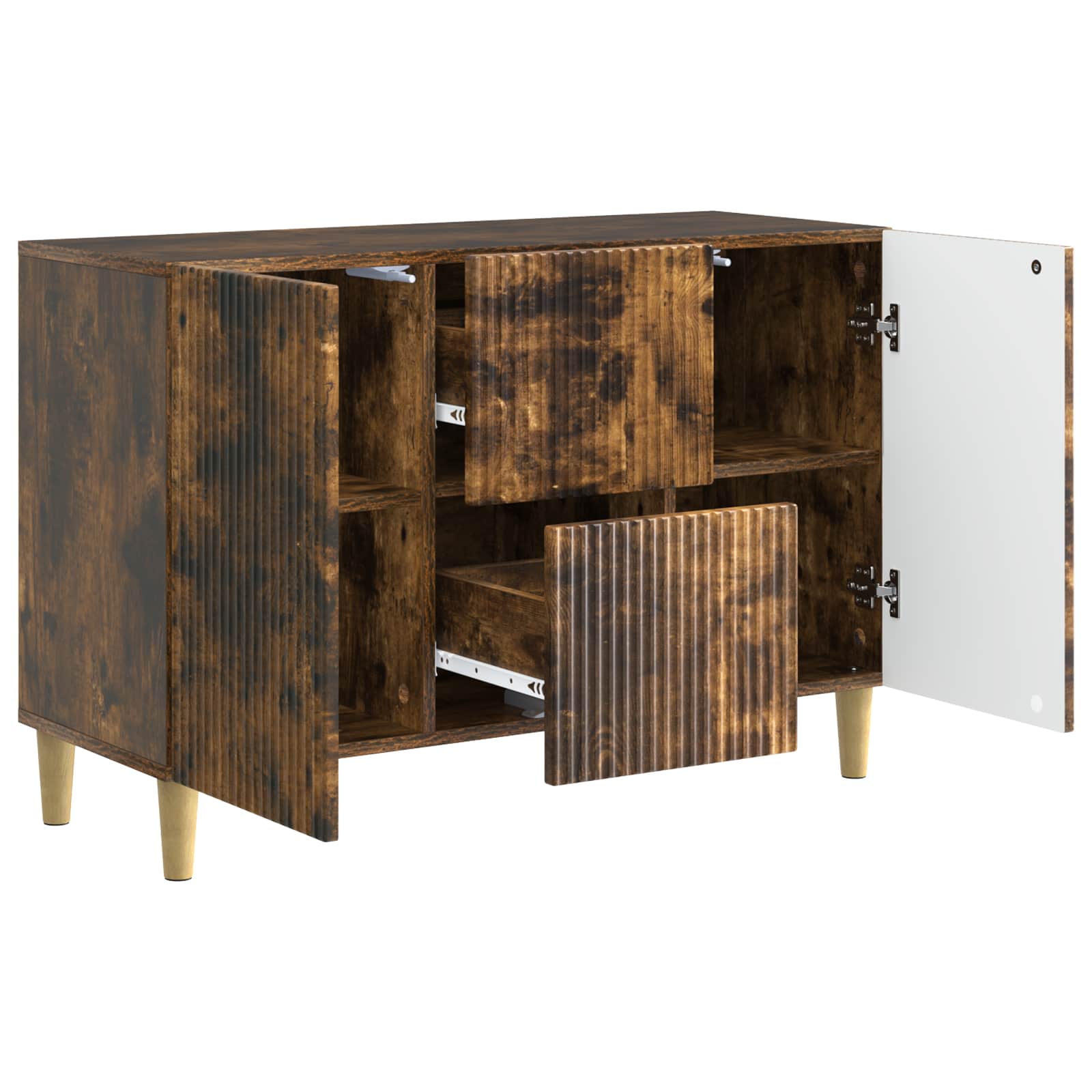 Dressoir met lade Gerookt eiken 89 x 34,5 x 60 cm Bewerkt hout