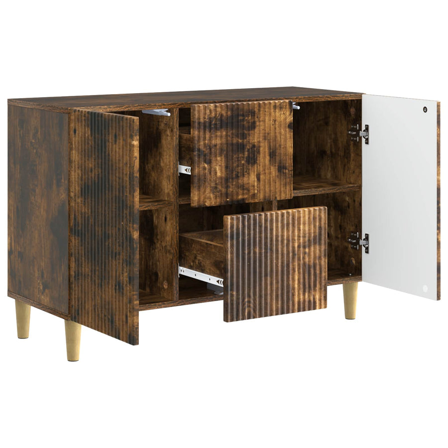 Dressoir met lade Gerookt eiken 89 x 34,5 x 60 cm Bewerkt hout