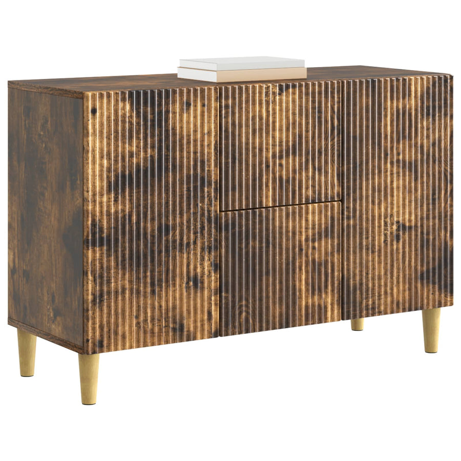 Dressoir met lade Gerookt eiken 89 x 34,5 x 60 cm Bewerkt hout