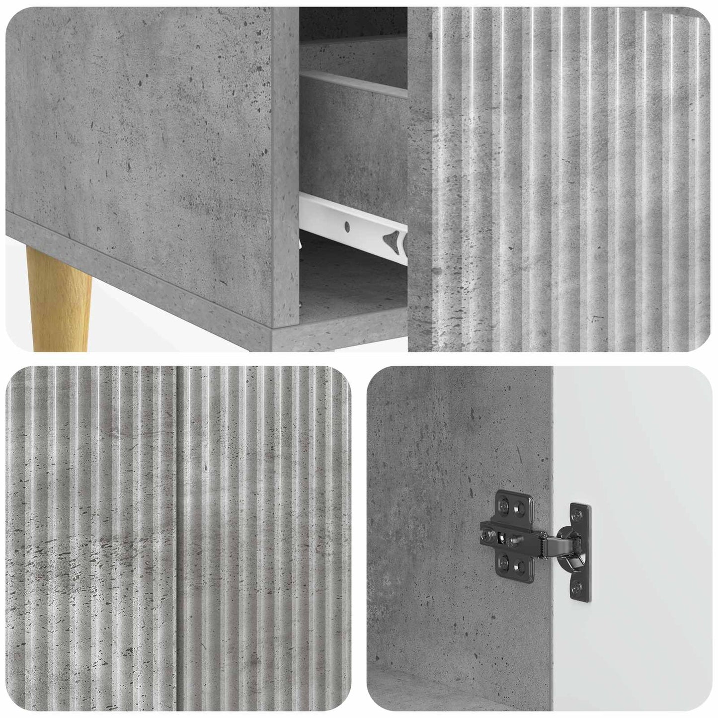 Dressoir met lade Betongrijs 66 x 34,5 x 95 cm Bewerkt hout